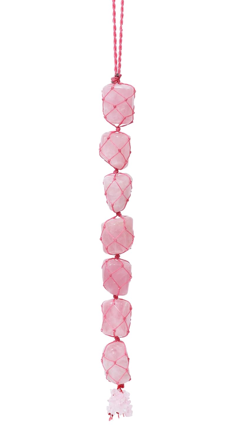 Rose Quartz Crystals and Healing Stones Car Decorations Hanging Ornament Meditation Hanging Ornament Window Ornament for Home Decor Party Decor - 10Inch