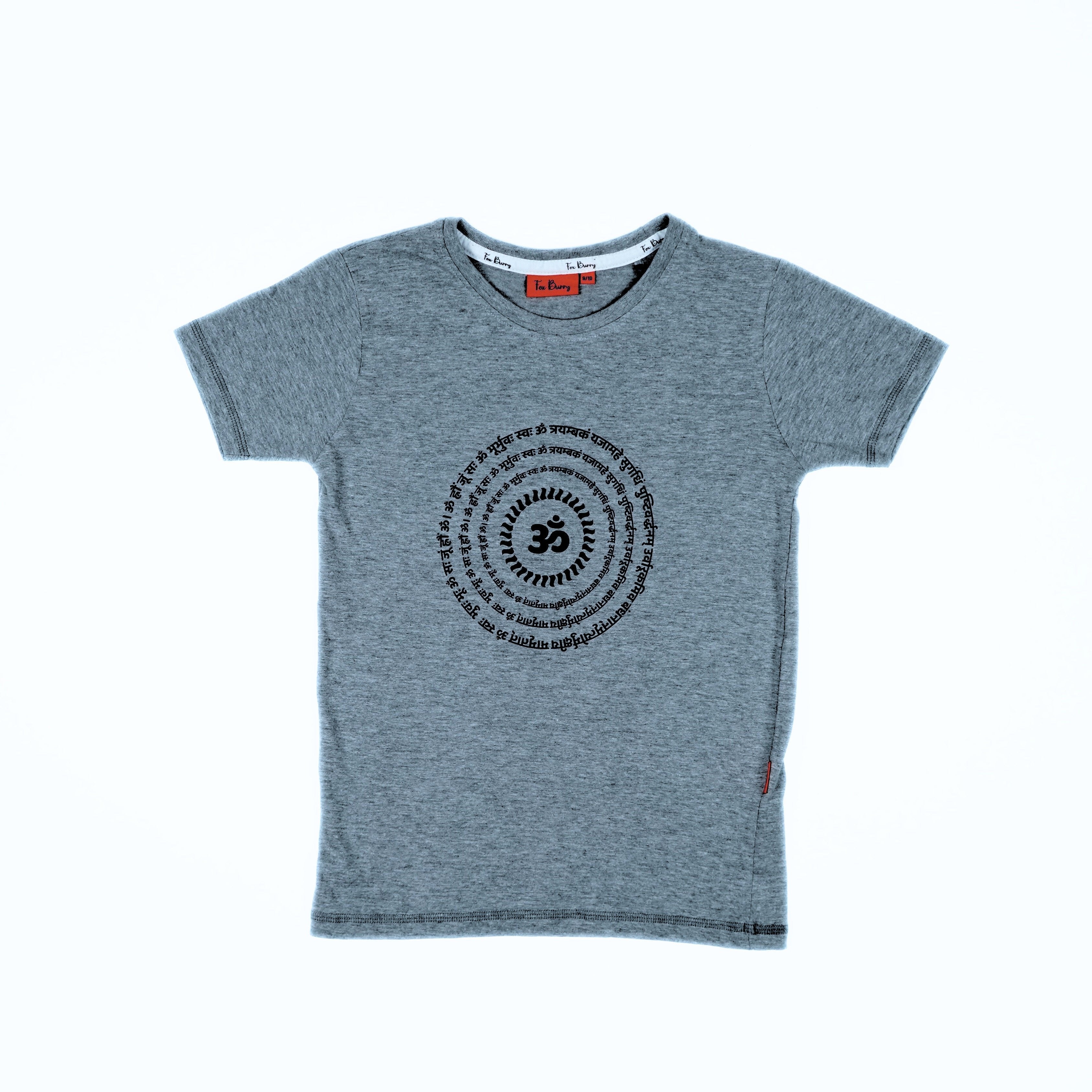 Spiritual T-Shirt for Yoga, Meditation, and Mindfulness - Grey - OM Chant (Adults)