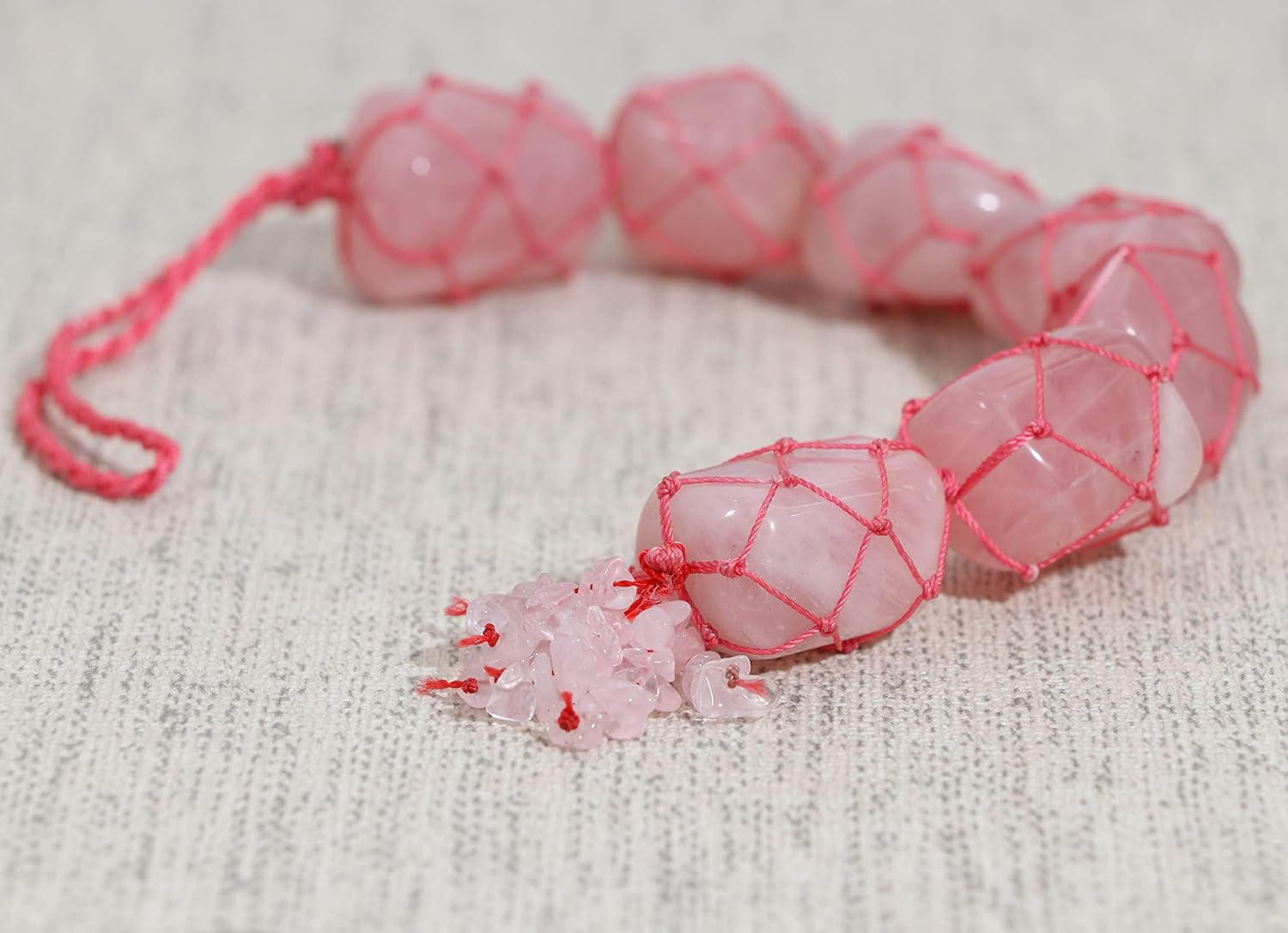 Rose Quartz Crystals and Healing Stones Car Decorations Hanging Ornament Meditation Hanging Ornament Window Ornament for Home Decor Party Decor - 10Inch