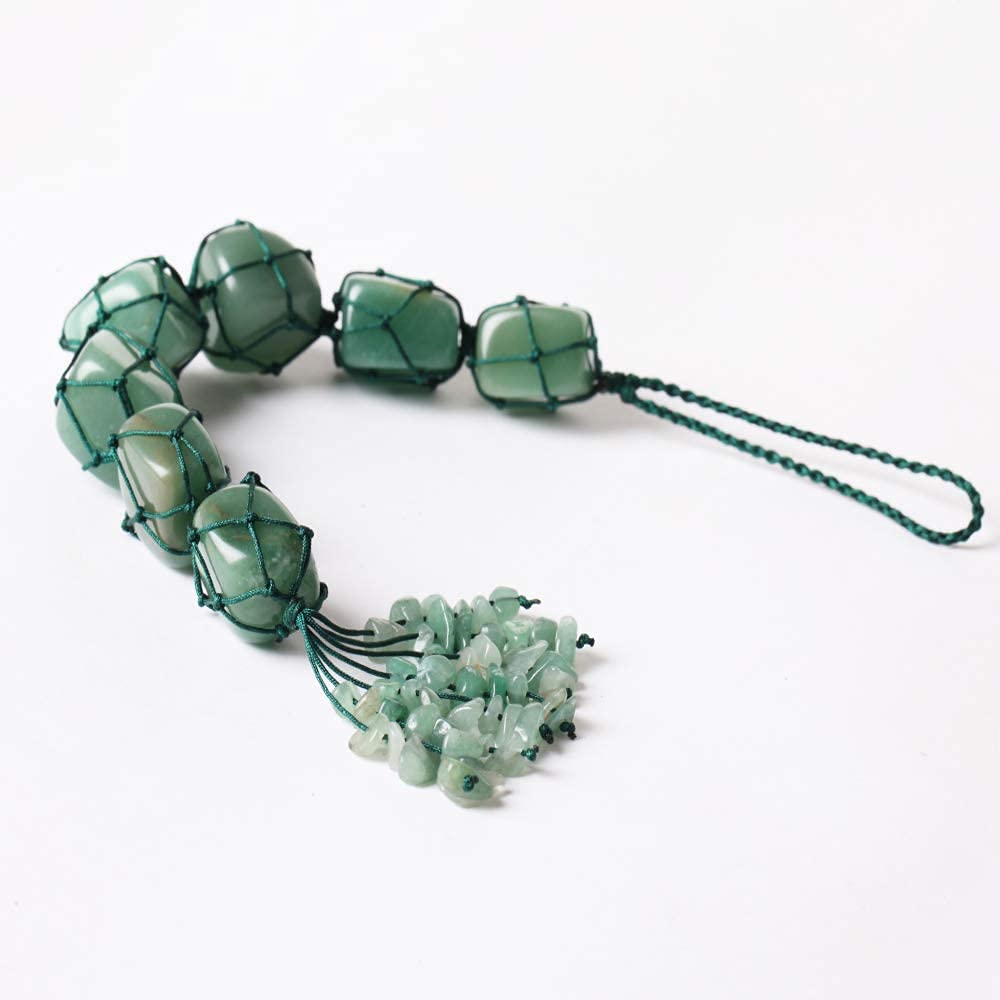 Green Aventurine Crystals and Healing Stones Car Decorations Hanging Ornament Meditation Hanging Ornament Window Ornament for Home Decor Party Decor - 10Inch