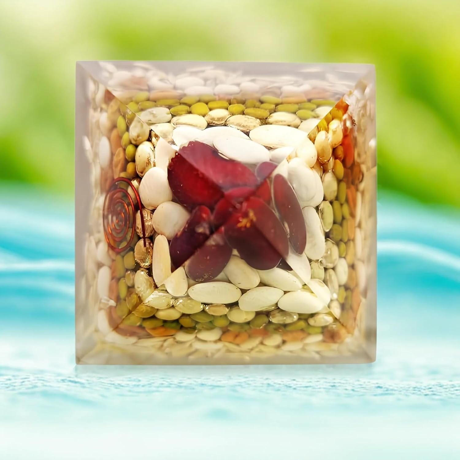 Crystal Annapoorna Pyramid|Grains Pyramid with Good Luck & Removing Negativity Vaastu for Nourishing Your Home with Vastu's Goddess of Food - 3 Inch