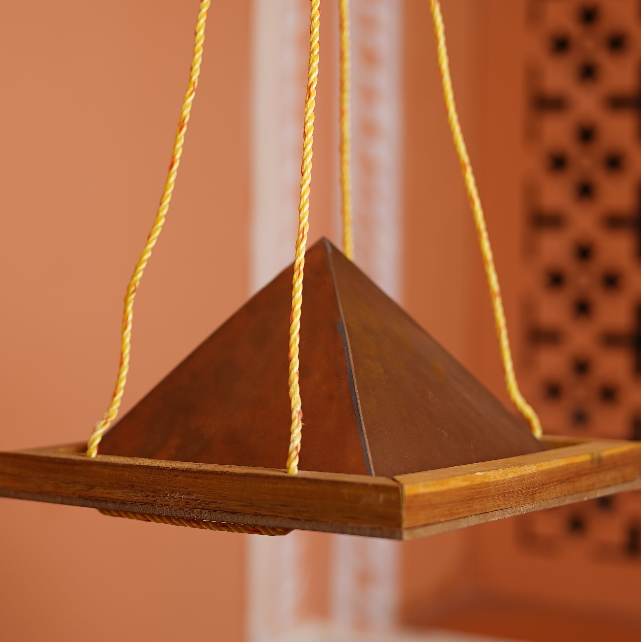 Copper Hanging Meditation Pyramid - 8 inches X 8 inches