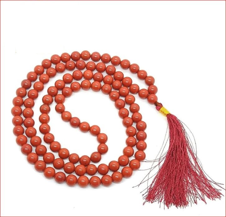 Japa Mala | Red Jasper With Certificate | 108 Beads | 8MM Round Beads
