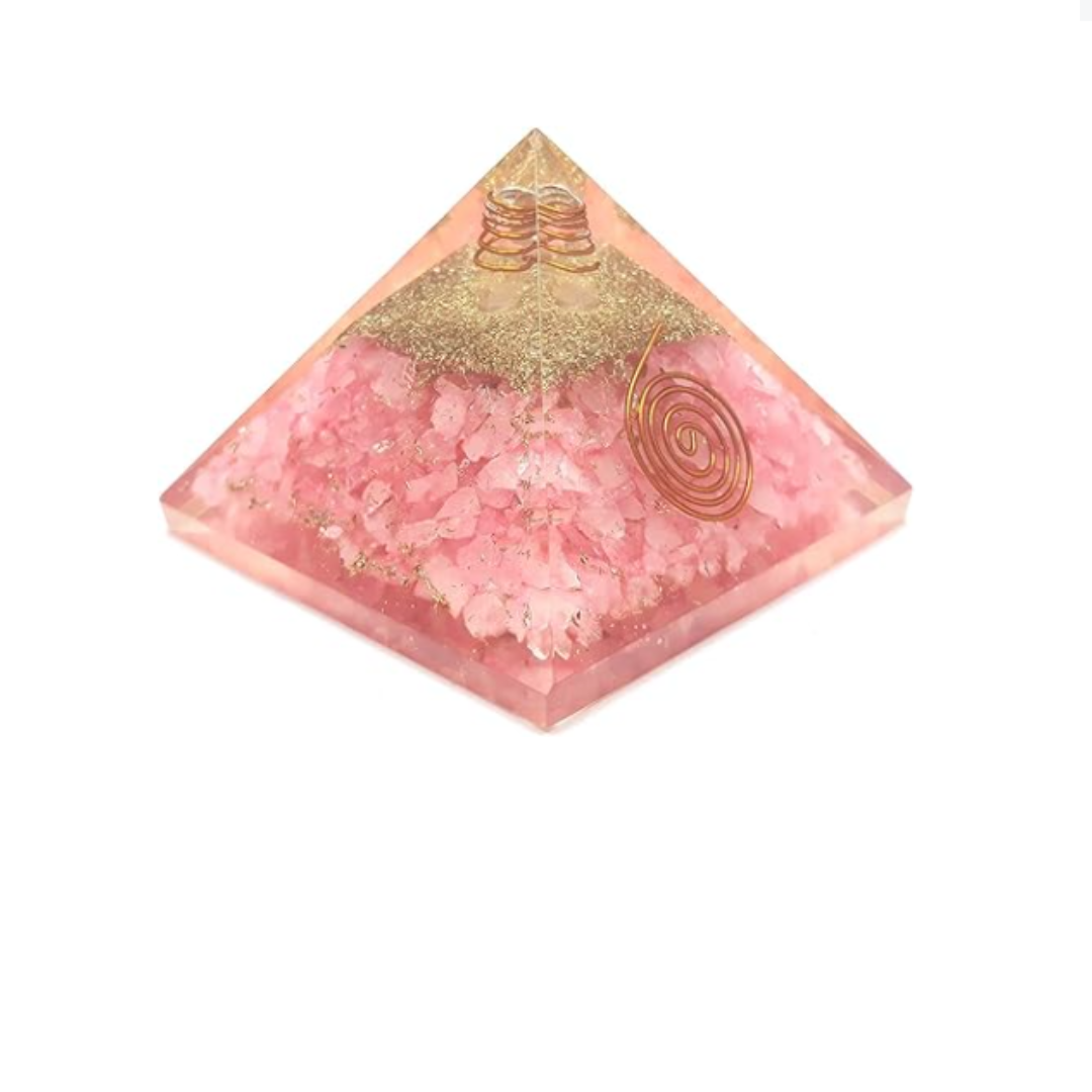 Rose Quartz Orgone Energy Pyramid - Healing Crystal, Love & Compassion, Meditation & Chakra Balancing