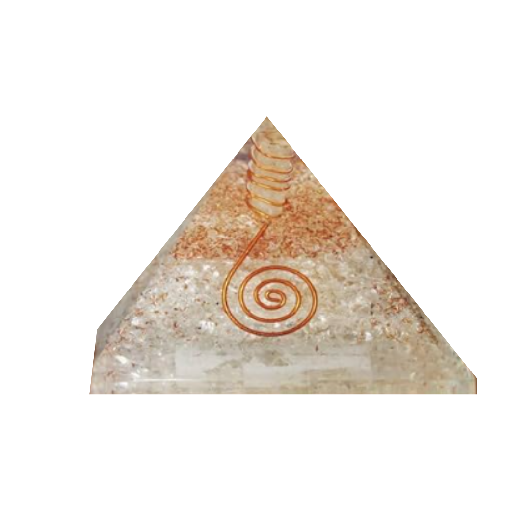 Clear Quartz Orgone Energy Pyramid - Healing Crystal, EMF Protection, Meditation & Chakra Balancing, Spiritual Growth