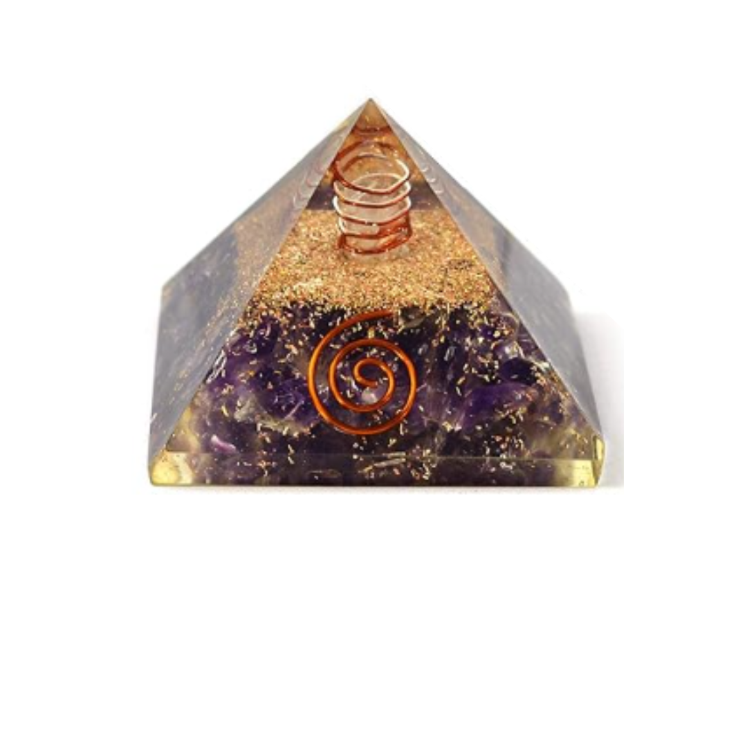 Amethyst Orgone Energy Pyramid - Healing Crystal, Spiritual Growth, Meditation & Chakra Balancing