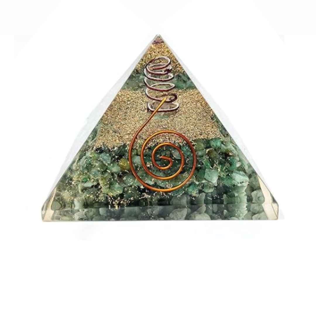 Green Jade Orgone Energy Pyramid - Healing Crystal, Prosperity & Abundance, Meditation & Chakra Balancing