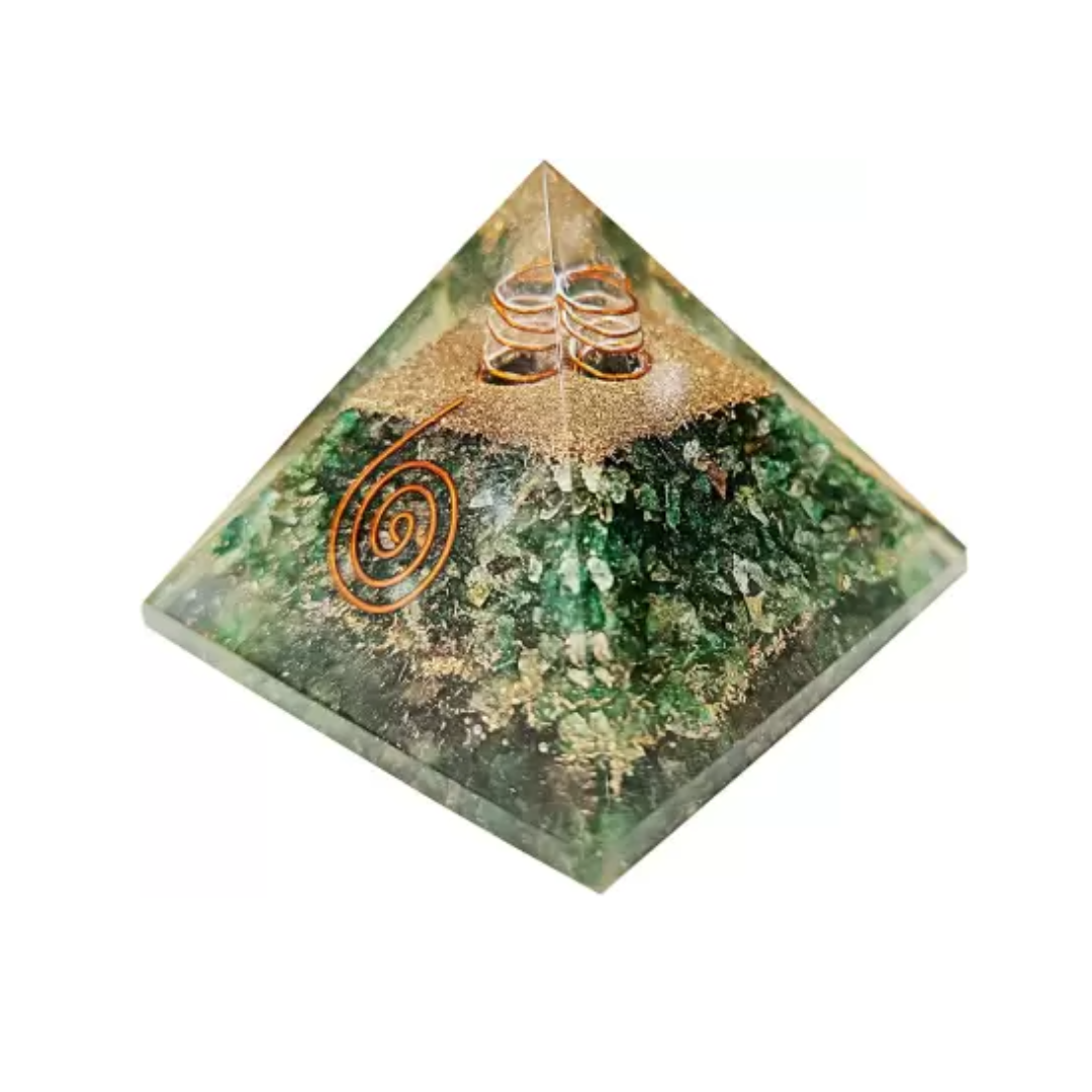Green Jade Orgone Energy Pyramid - Healing Crystal, Prosperity & Abundance, Meditation & Chakra Balancing