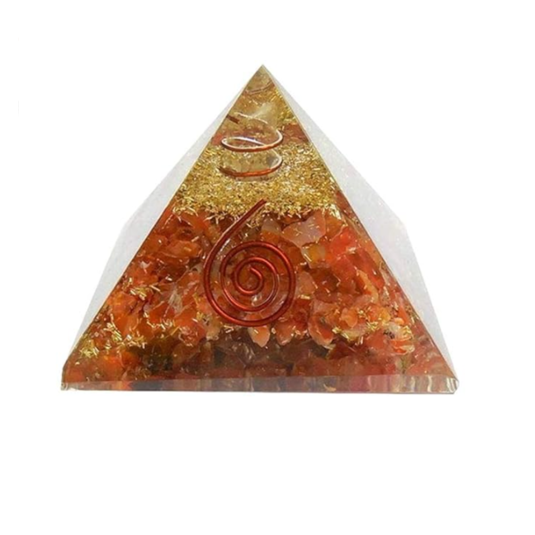 Orange Carnelian Orgone Pyramid – Creativity, Motivation, and Positive Energy