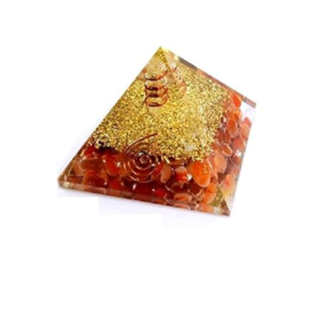 Orange Carnelian Orgone Pyramid – Creativity, Motivation, and Positive Energy