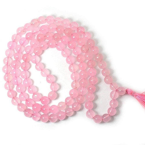 Japa Mala | Rose Quartz With Certificate | 108 Beads | 8MM Round Beads