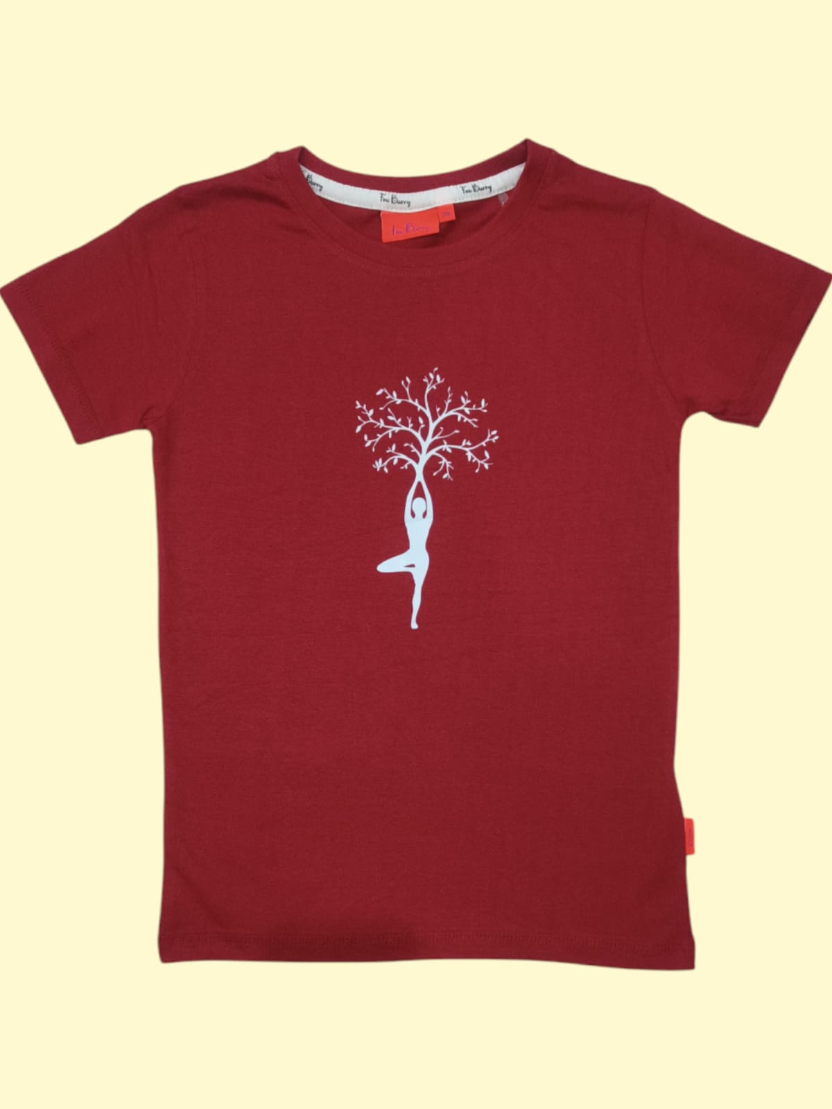 Spiritual T Shirt for Yoga, Meditation, and Mindfulness - Red - Meditation Tree (Adults)
