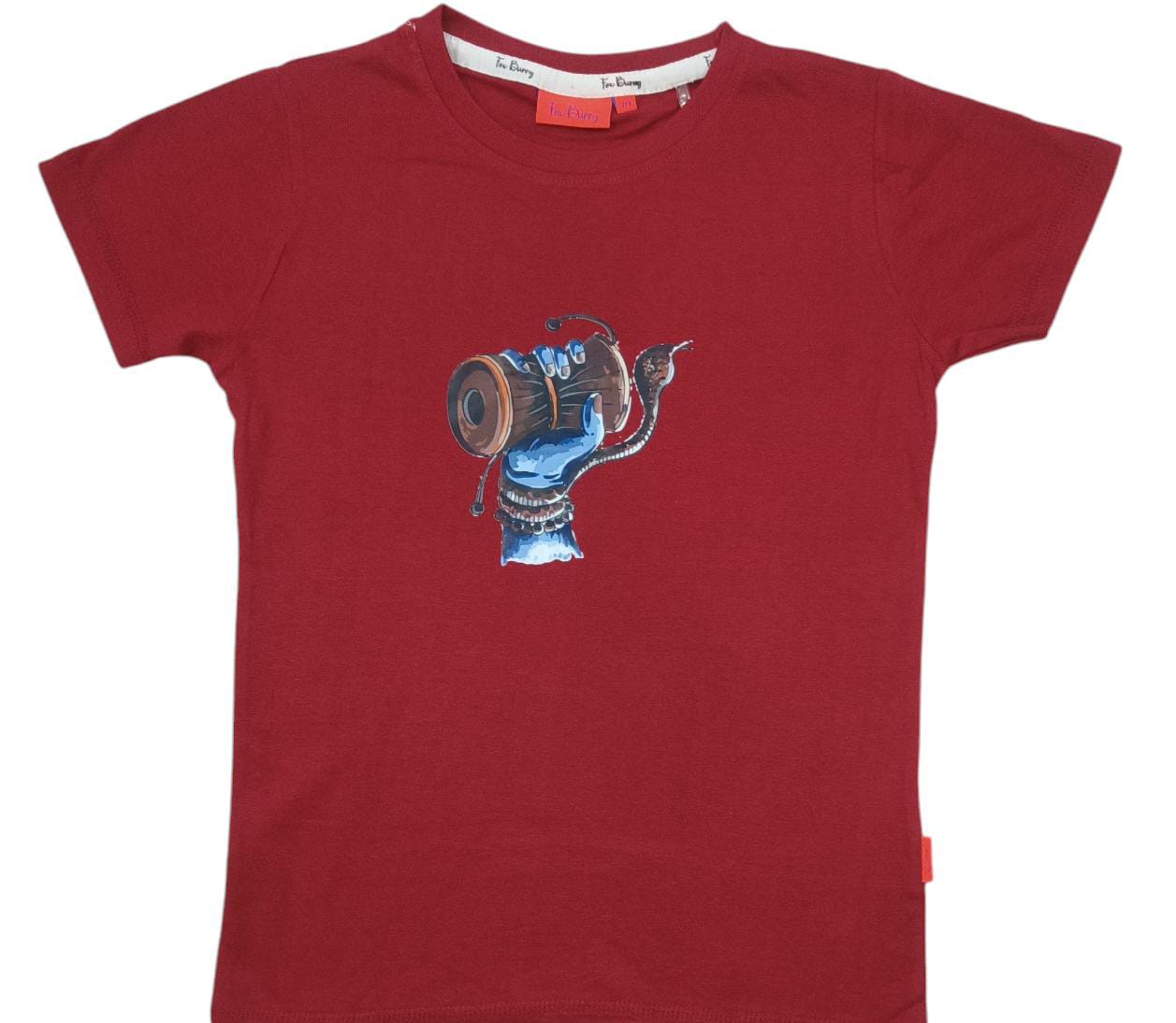 Spiritual T Shirt for Yoga, Meditation, and Mindfulness - Red - Damru (Adults)