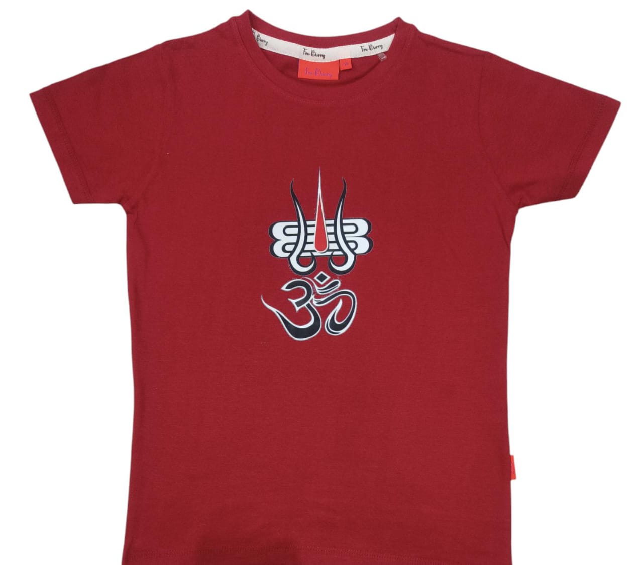 Spiritual T Shirt for Yoga, Meditation, and Mindfulness - Red - Trishula With Om (Adults)