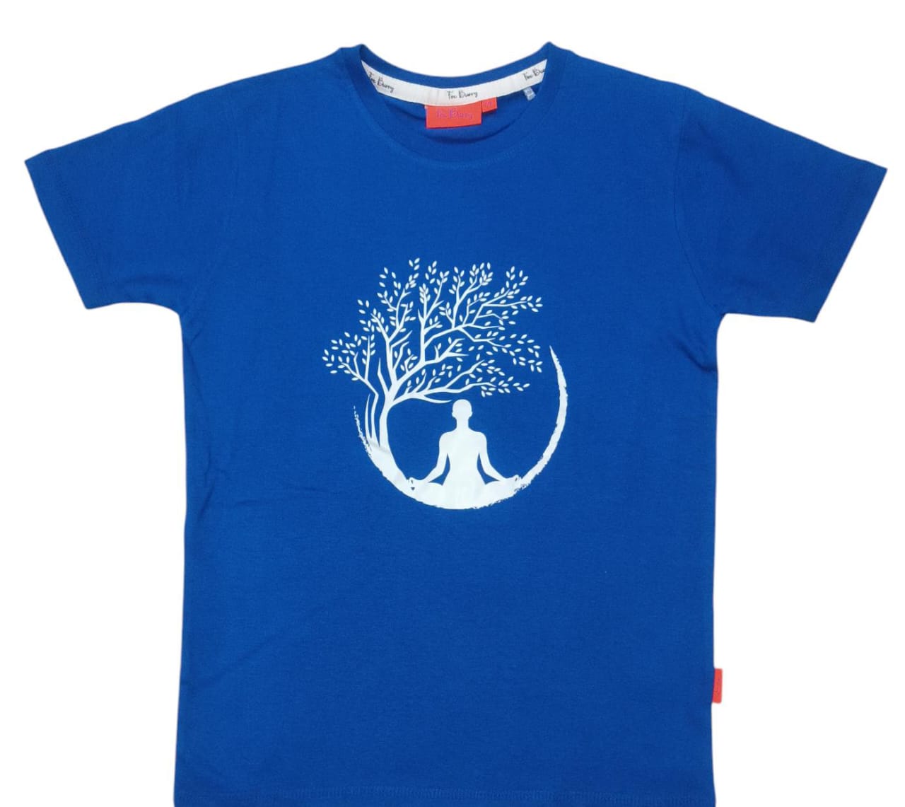 Spiritual T Shirt for Yoga, Meditation, and Mindfulness - Blue - Meditation Tree (Kids)
