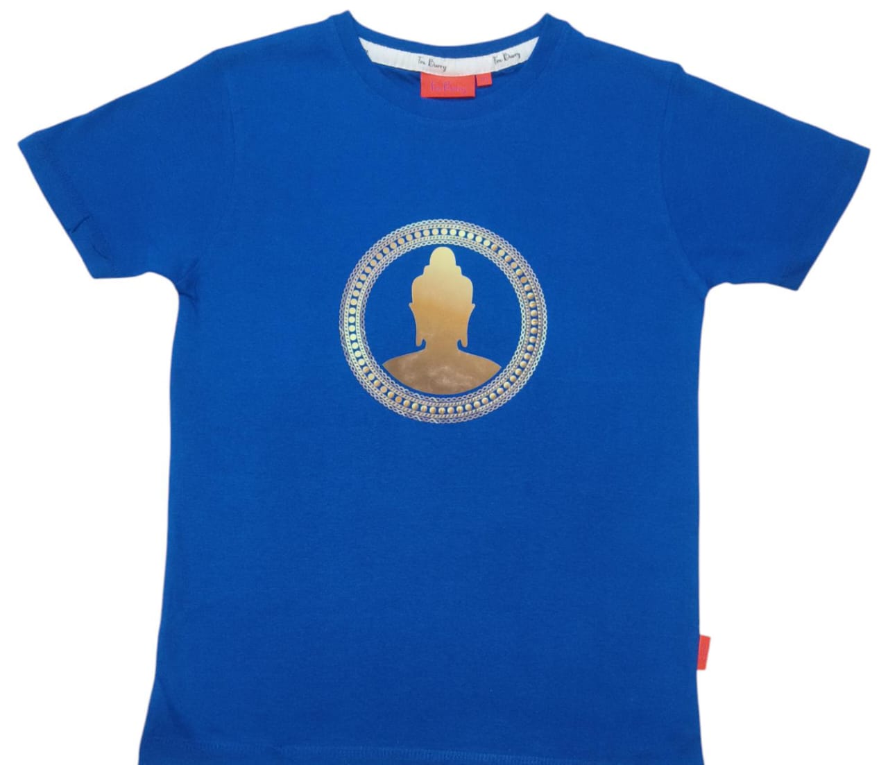 Spiritual T Shirt for Yoga, Meditation, and Mindfulness - Blue - Buddha in circle (Adults)