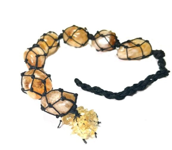 Yellow citrine tumble Clear Quartz Tumble - Hanging Window Ornament for Reiki Healing Crystals Tassel Wall Hanger Spiritual Meditation Hanging Ornament Window Decoration Fengshui Good Luck - 10Inch