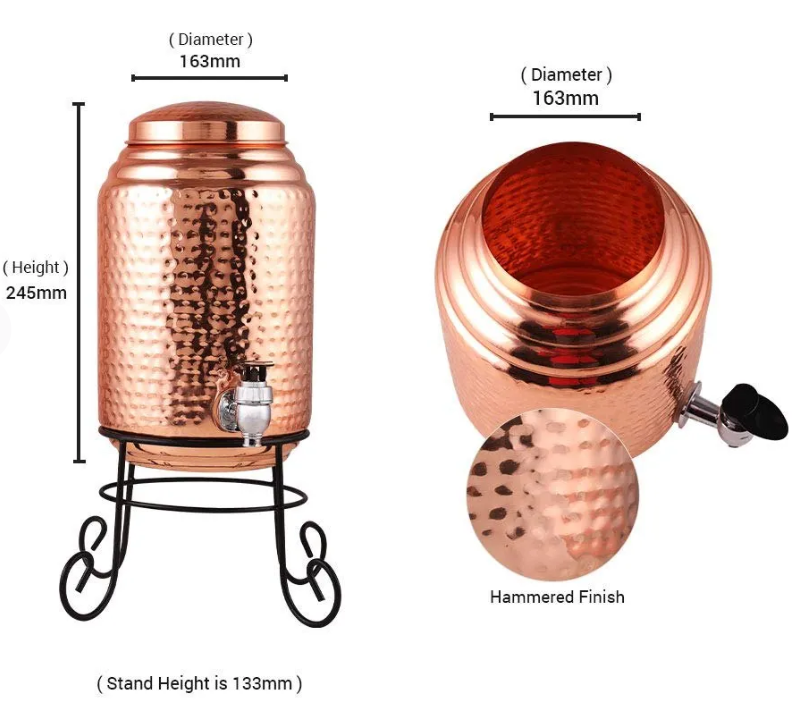 Copper Water Dispenser (Hammered Finish) - 5ltr