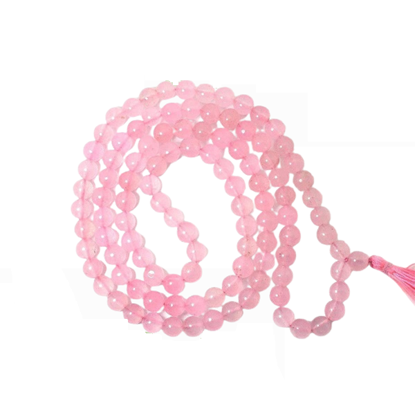Japa Mala | Rose Quartz With Certificate | 108 Beads | 8MM Round Beads