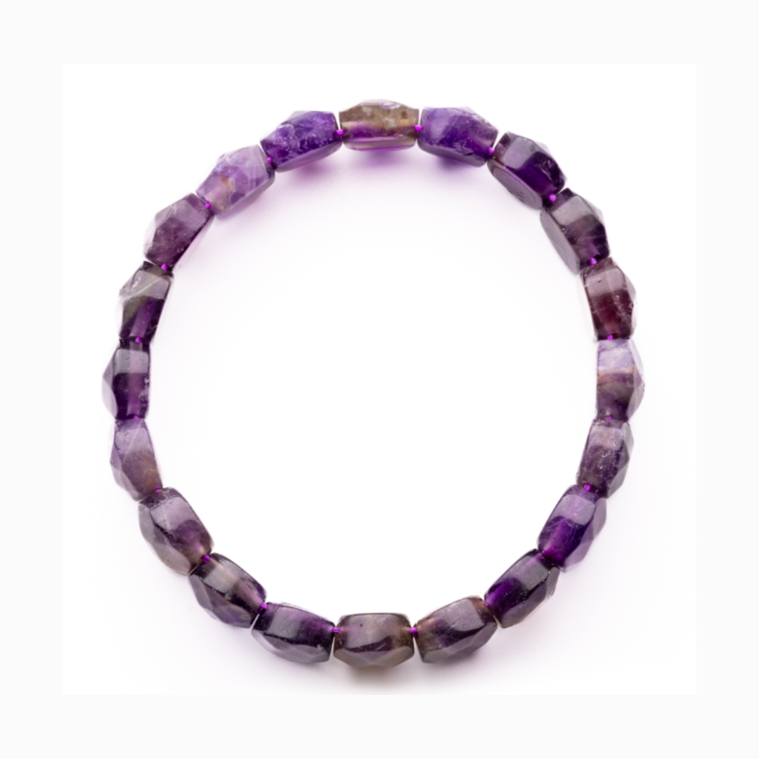 Amethyst stone bracelet capsule shape natural amethyst bracelet