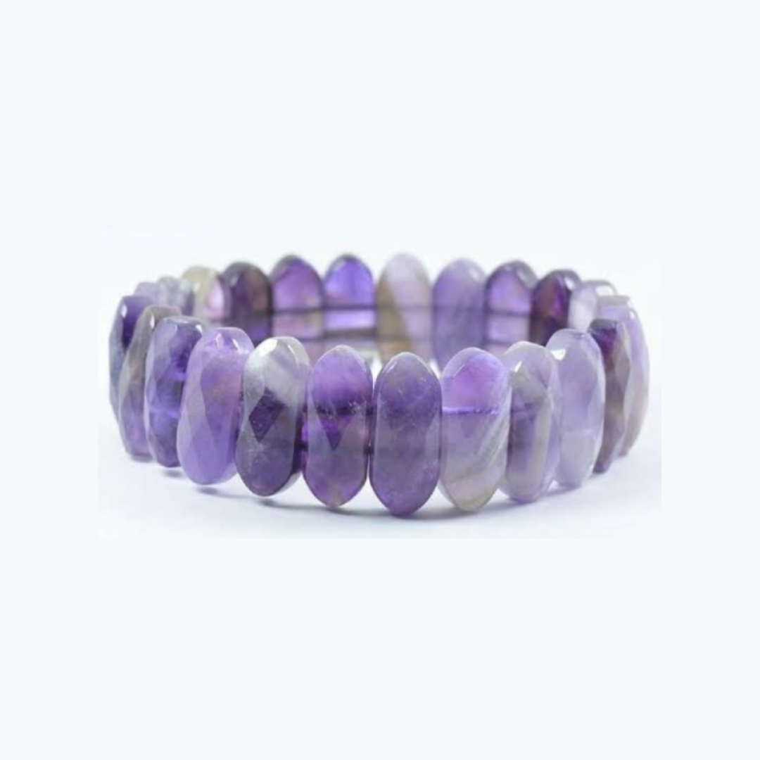 Amethyst stone bracelet capsule shape natural amethyst bracelet