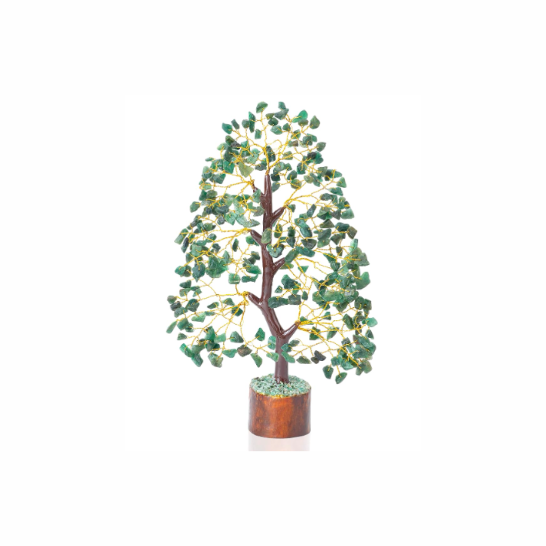 Crystal Tree – Green Aventurine Natural Gemstone Bonsai Tree for Prosperity, Luck, and Home Décor - 300 Beads