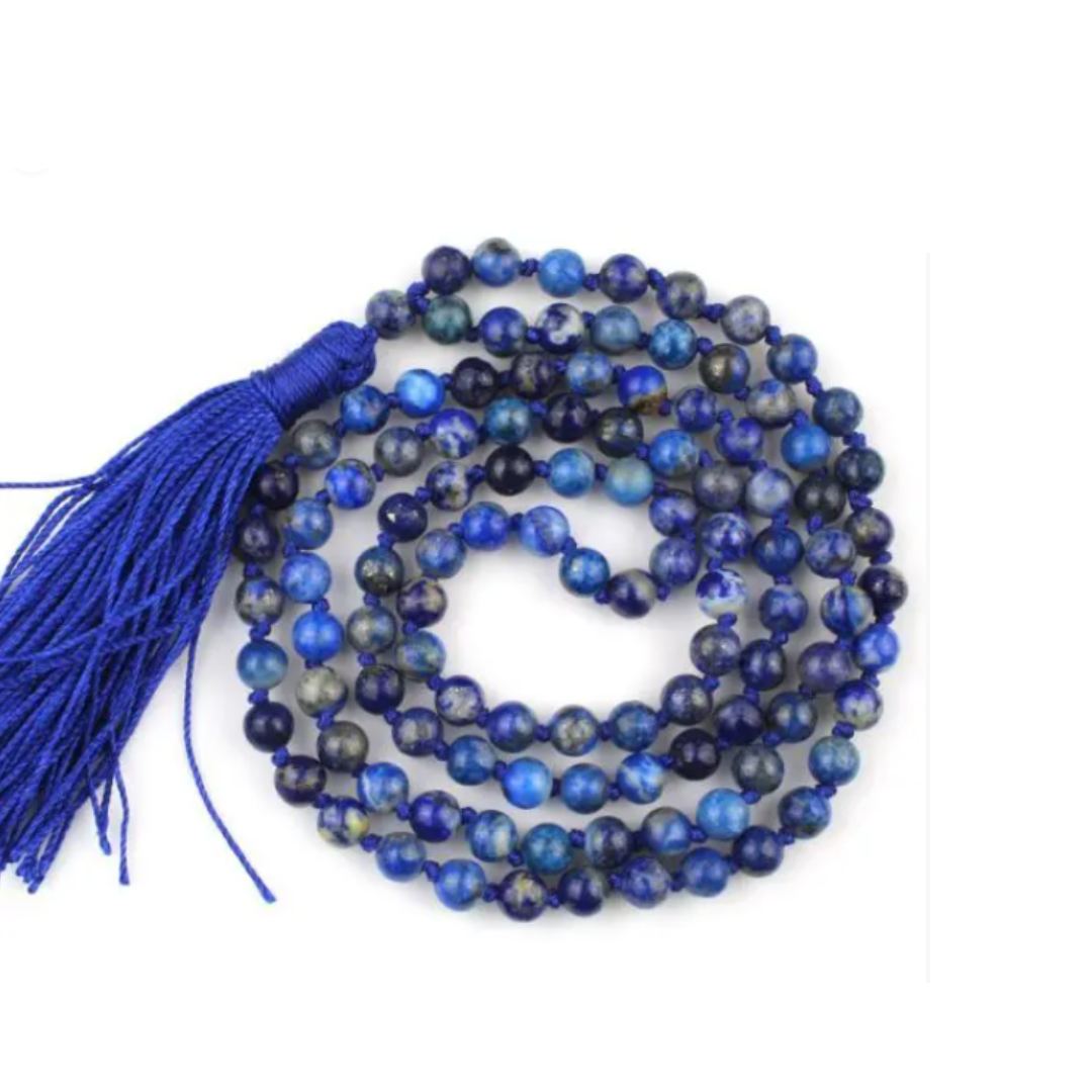 Japa Mala | Lapis Lazuli Mala With Certificate | 108 Beads | 8MM Round Beads
