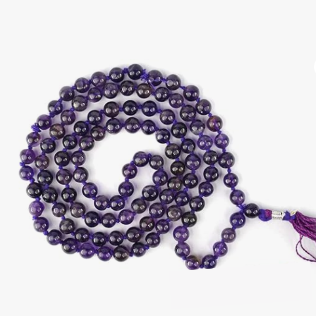 Japa Mala | Amethyst With Certificate | 108 Beads | 8MM Beads