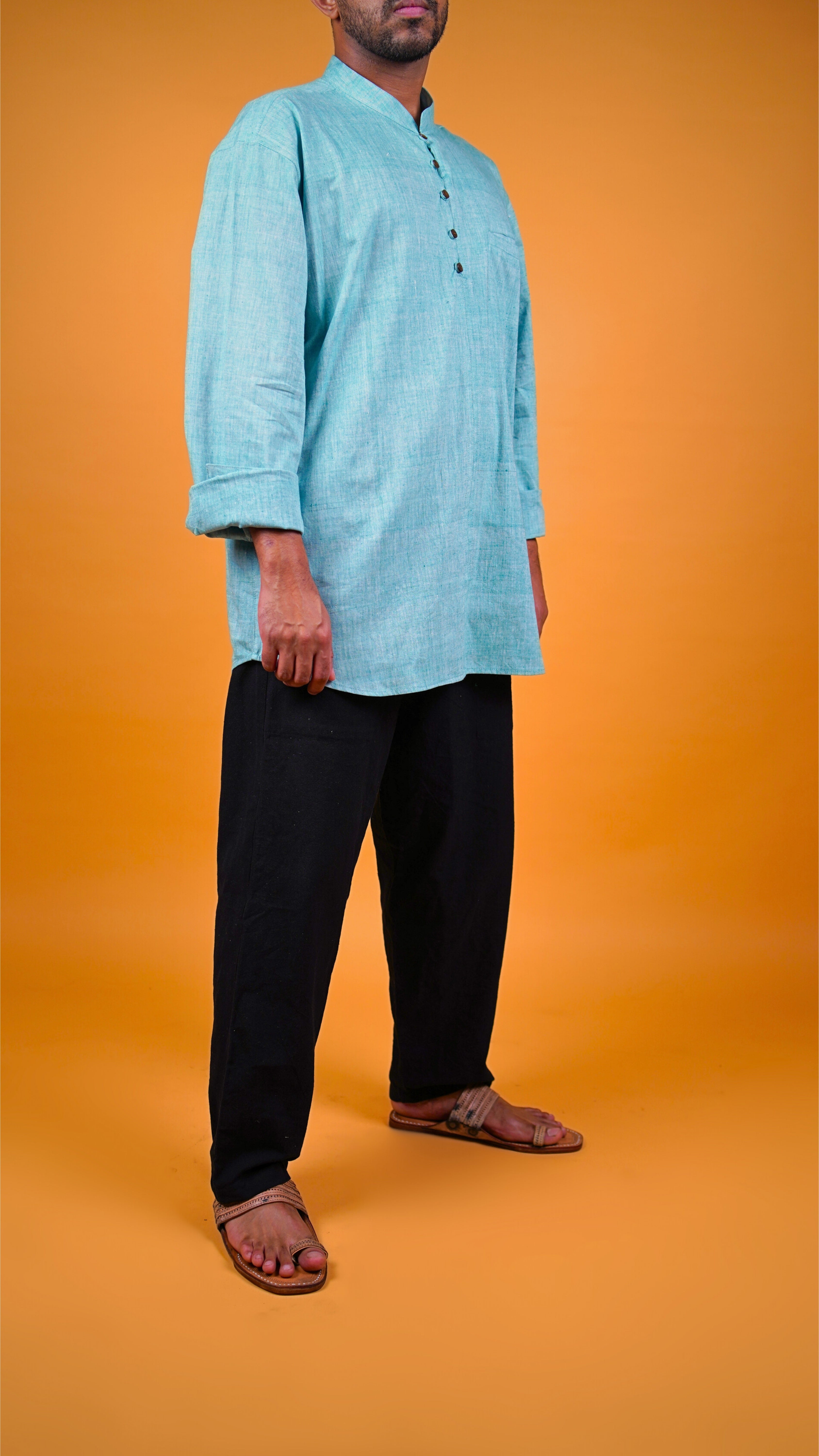 Khadi Kurta - Premium - Blue ( Long Sleeves )