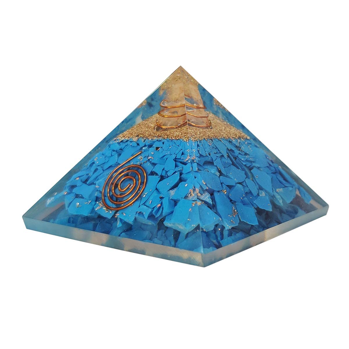 Crystal - Blue Turquoise Crystal Pyramid, Energy Pyramid for Positive Energy, Wealth, Meditation, Money - 3 inch