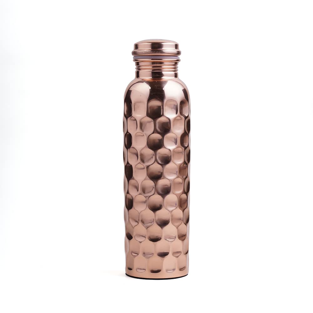 Diamond Cut Copper Bottle for Home, School, College & Office - 1000ml