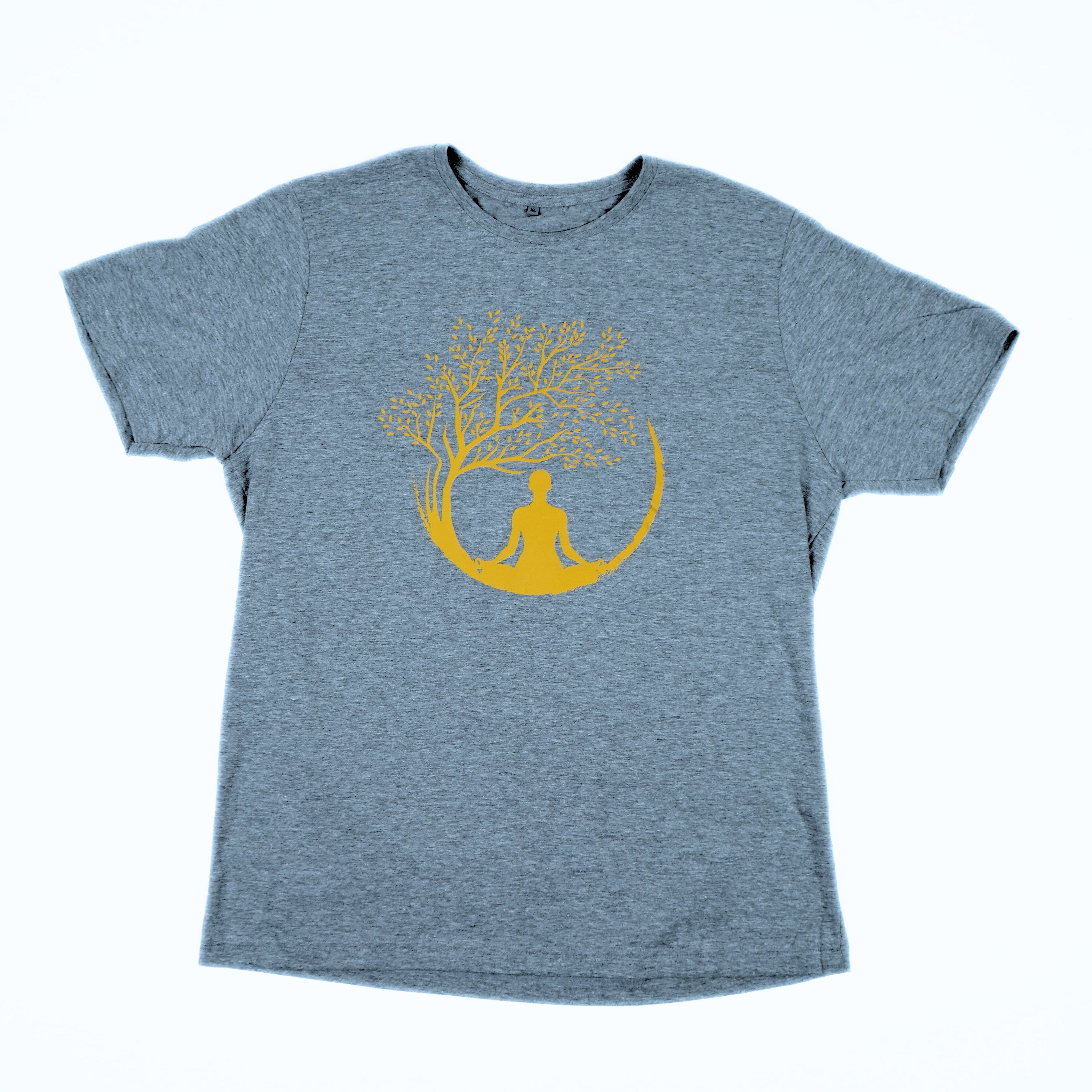 Spiritual T-Shirt for Yoga, Meditation, and Mindfulness - Grey - Yoga Under a Tree