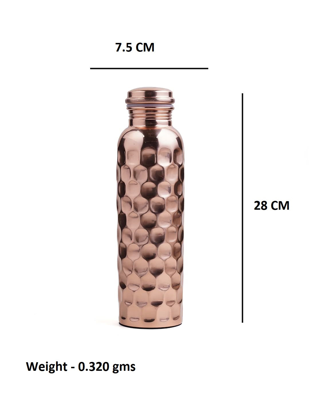 Diamond Cut Copper Bottle for Home, School, College & Office - 1000ml