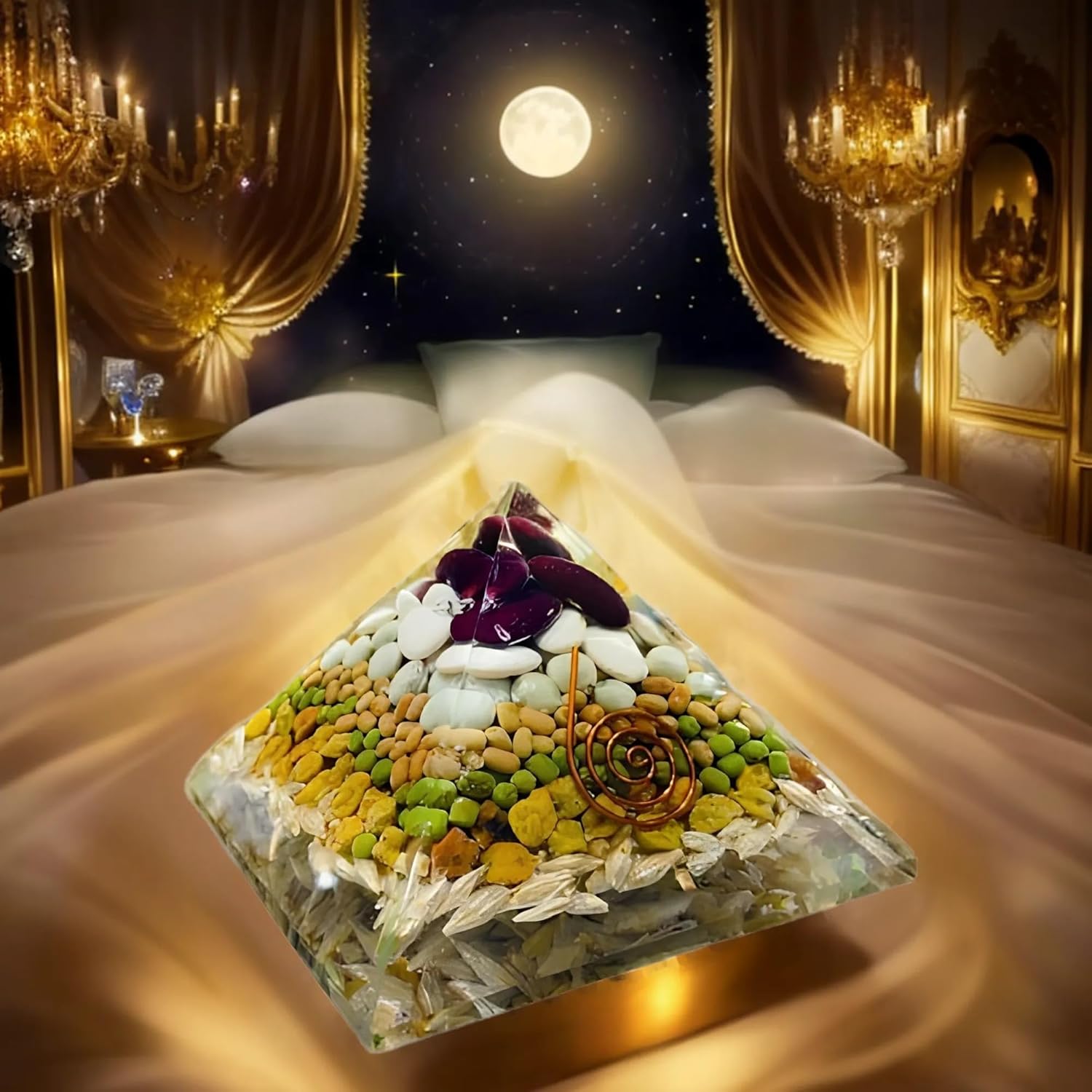 Crystal Annapoorna Pyramid/Grains Pyramid with Good Luck & Removing Negativity Vaastu for Nourishing Your Home with Vastu's Goddess of Food - 3 Inch