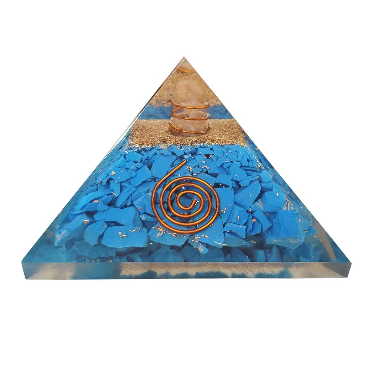 Crystal - Blue Turquoise Crystal Pyramid, Energy Pyramid for Positive Energy, Wealth, Meditation, Money - 3 inch