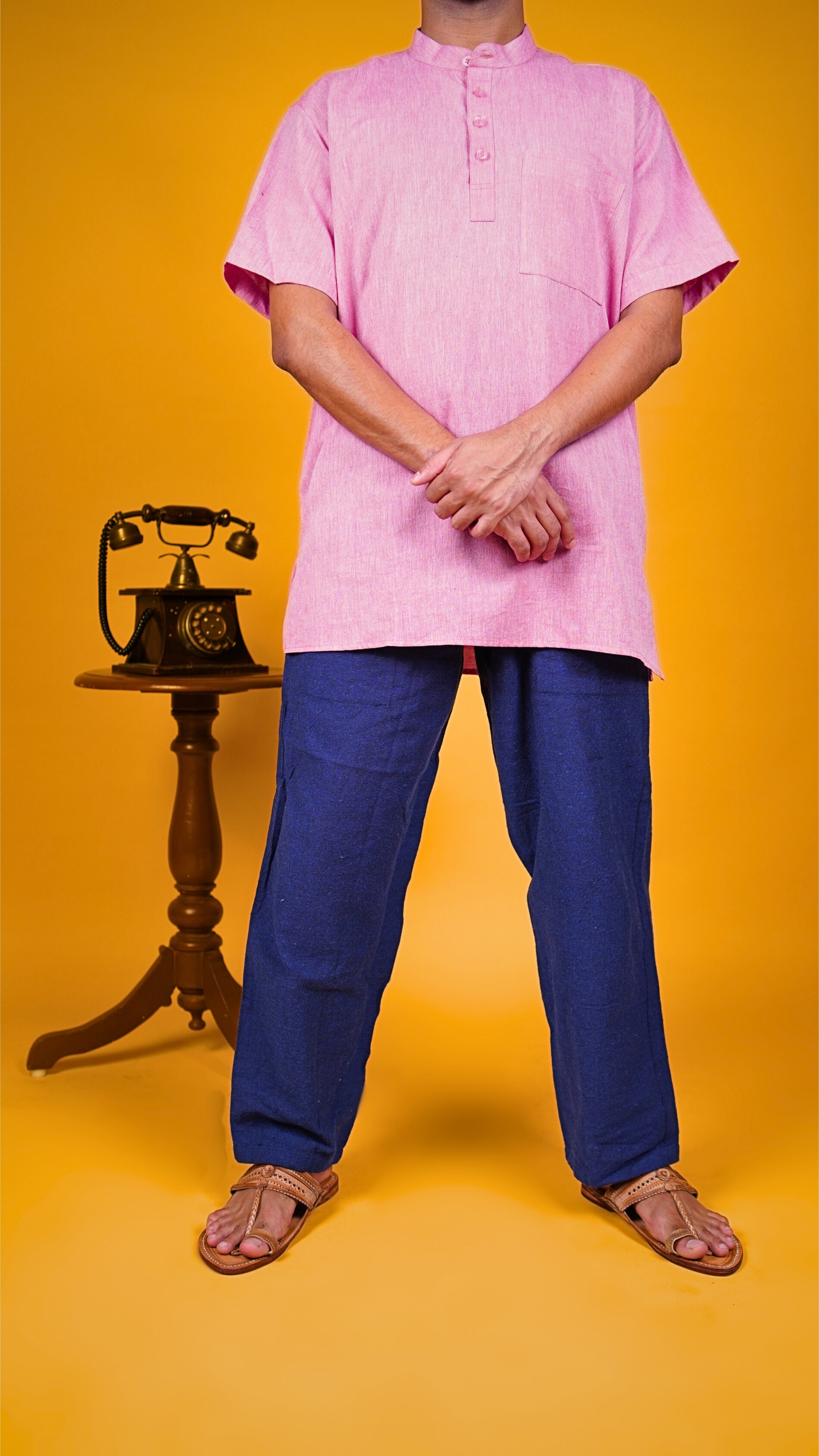 Khadi Kurta - Premium - Pink ( Short Sleeves )