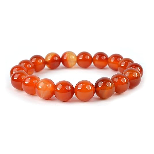 Natural Carnelian Bracelet 8 mm Round Bead Crystal Stone Bracelet for Reiki Healing and Crystal Healing Stones (Color : Orange)