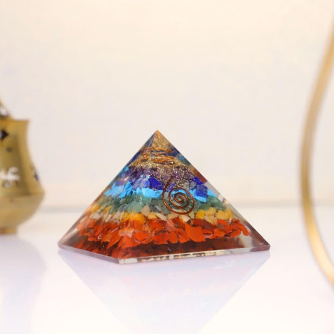 7 Chakra Crystals Orgone Pyramid | Multi Color