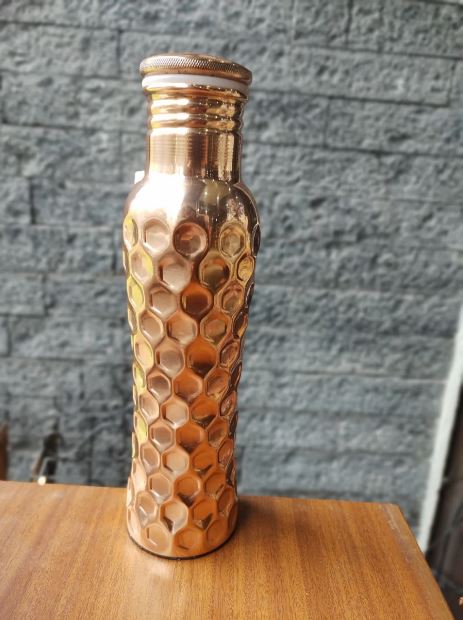 Diamond Cut Copper Bottle for Home, School, College & Office - 1000ml