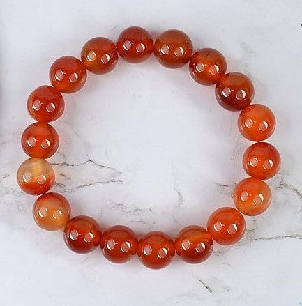 Natural Carnelian Bracelet 8 mm Round Bead Crystal Stone Bracelet for Reiki Healing and Crystal Healing Stones (Color : Orange)