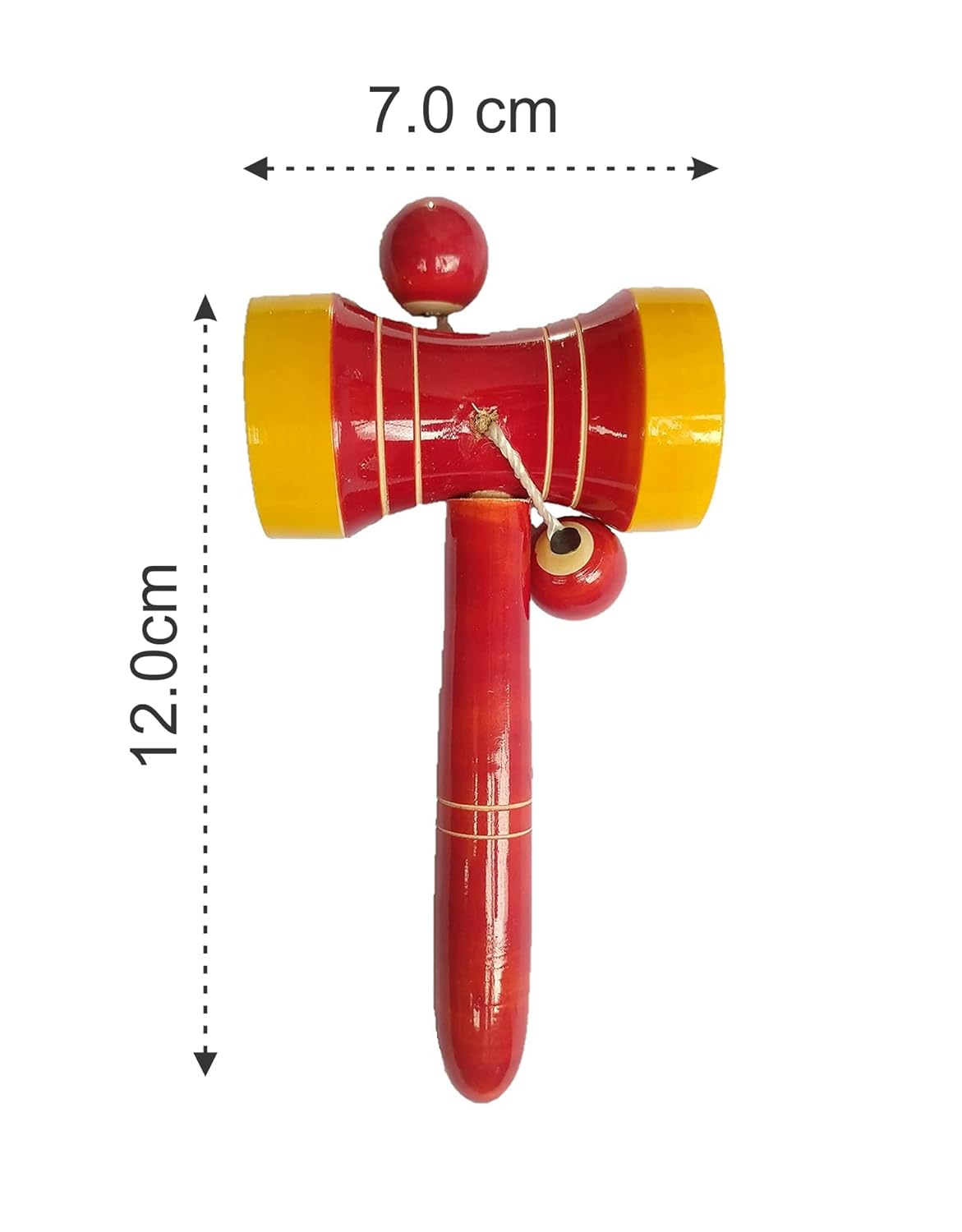 Channapatna - Damru Rattle Toy with Medium Sound for Kids (Pack Of - 1)