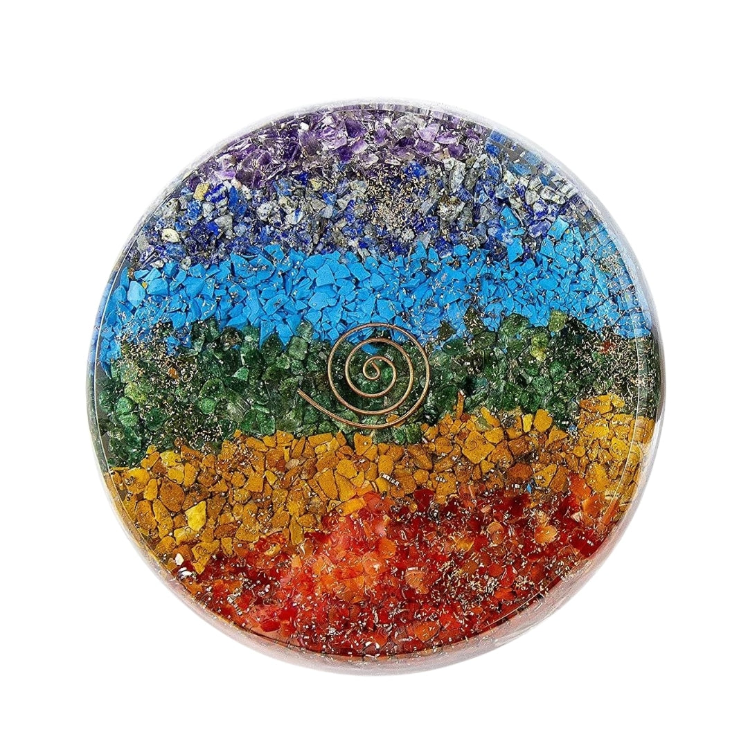 Orgonite Coaster - 7 Chakra 3 Inch Dia | Multi Color