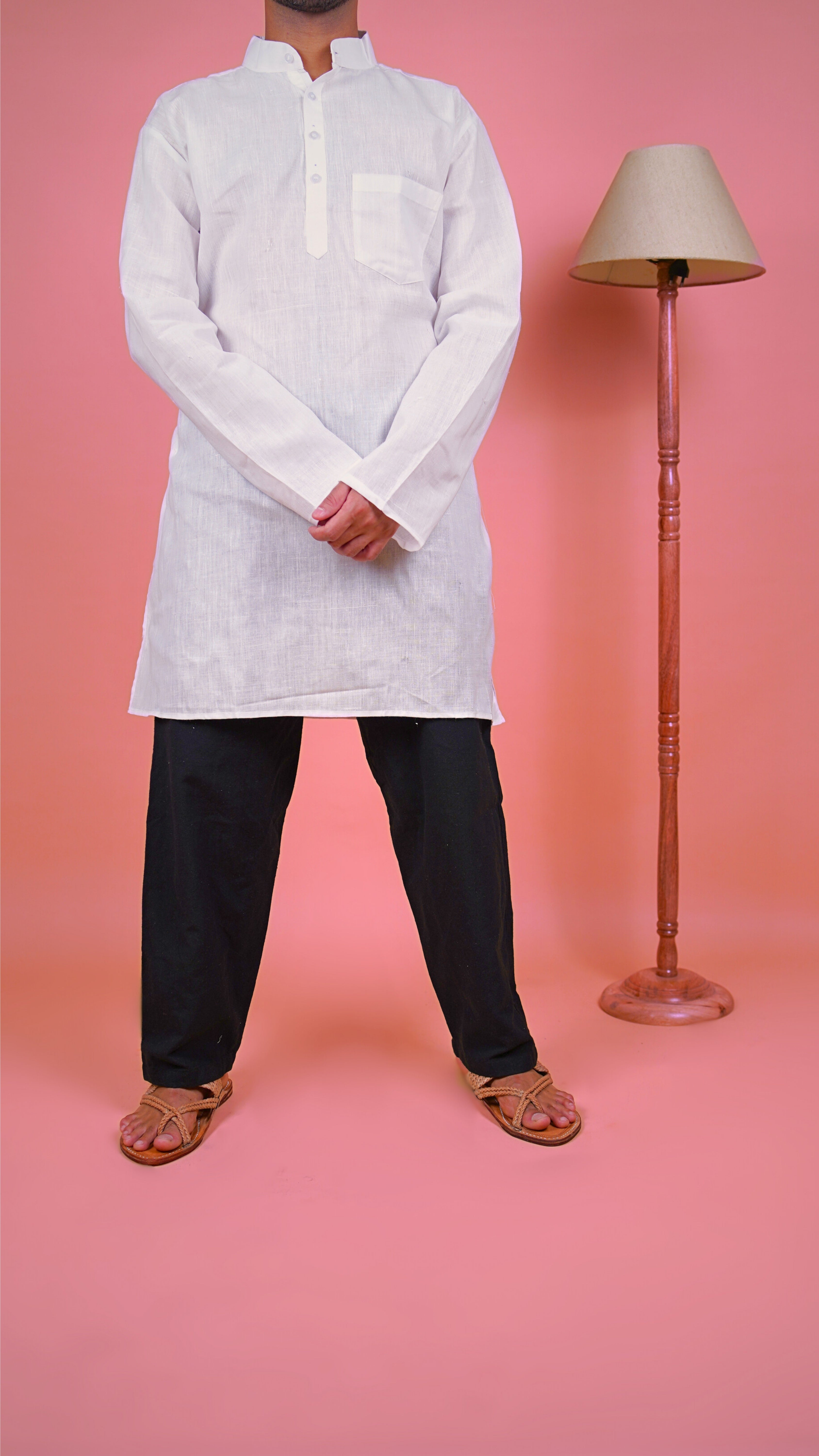 Khadi Kurta - Long Sleeves - White