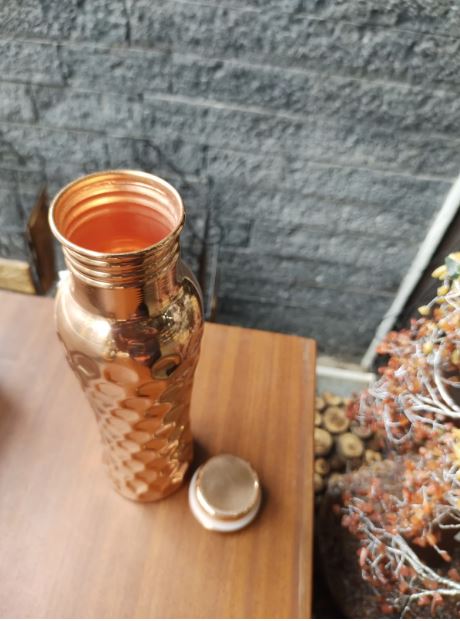 Diamond Cut Copper Bottle for Home, School, College & Office - 1000ml