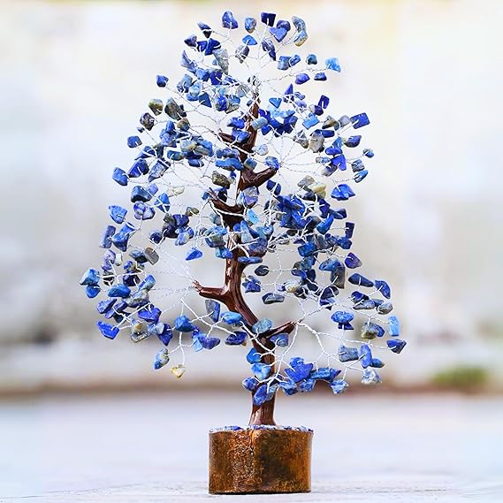 Crystal Tree – Blue Lapis Lazuli Handmade Bonsai Tree for Wisdom, Spiritual Growth, and Home Décor - 300 Beads