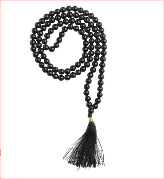 Japa Mala | Black Tourmaline with Certificate | 108 Beads | 8MM Round Beads