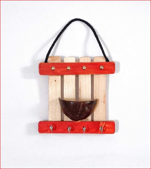 Wooden Key Chain Holder Stand and Wall Decor Keep Keys Handy in Style for Any Location Home & Office | Coconut Hanger