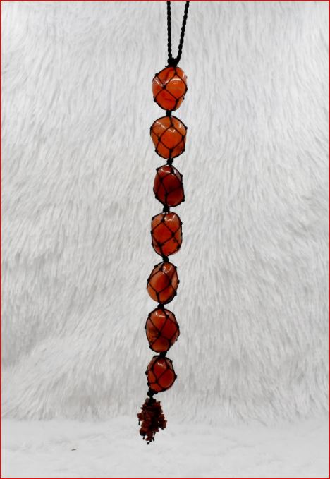 Carnelian Tumbled Stone Car Hangers, Genuine Orange Polished Gemstones With Chips Tassel,Real Crystal Hanging Ornaments