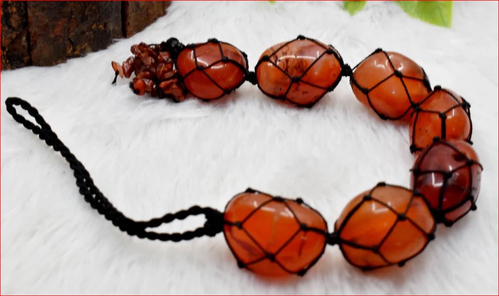 Carnelian Tumbled Stone Car Hangers, Genuine Orange Polished Gemstones With Chips Tassel,Real Crystal Hanging Ornaments