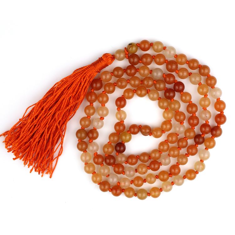 Japa Mala | Orange Carnelian  With Certificate | 108 Beads | 8MM Round Beads